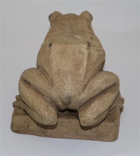 A Royal Doulton stoneware frog fountain-head, early 20th century, length 23.5cm